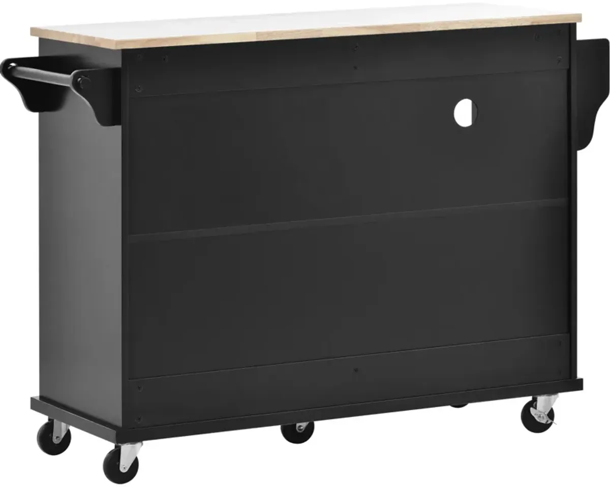 Merax Kitchen Island Cart with Storage Cabinet and Two Locking Wheels,Solid wood desktop