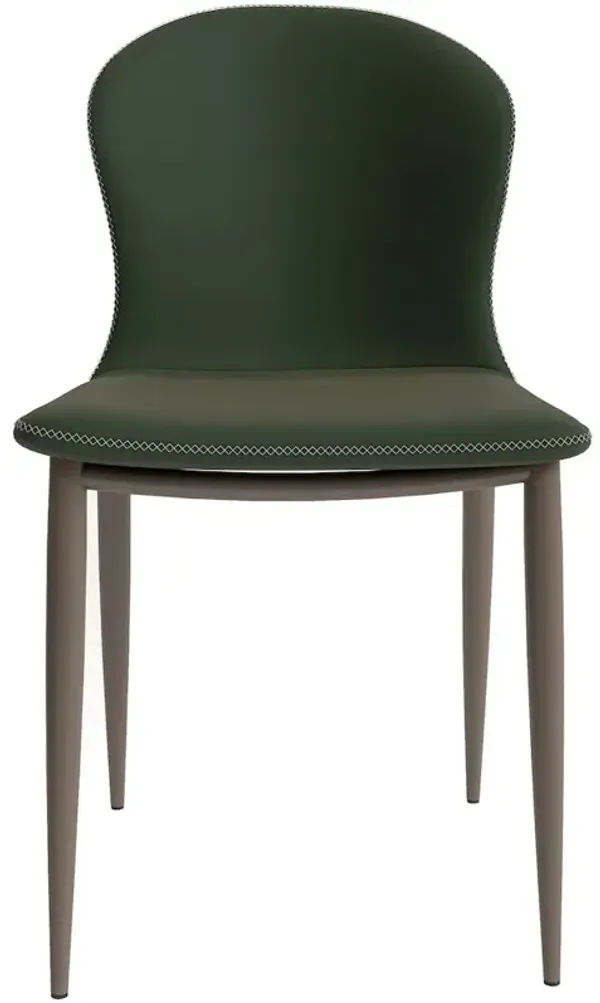 LeisureMod Mosaic Collection Modern Dining Chair in Olive Green Fabric