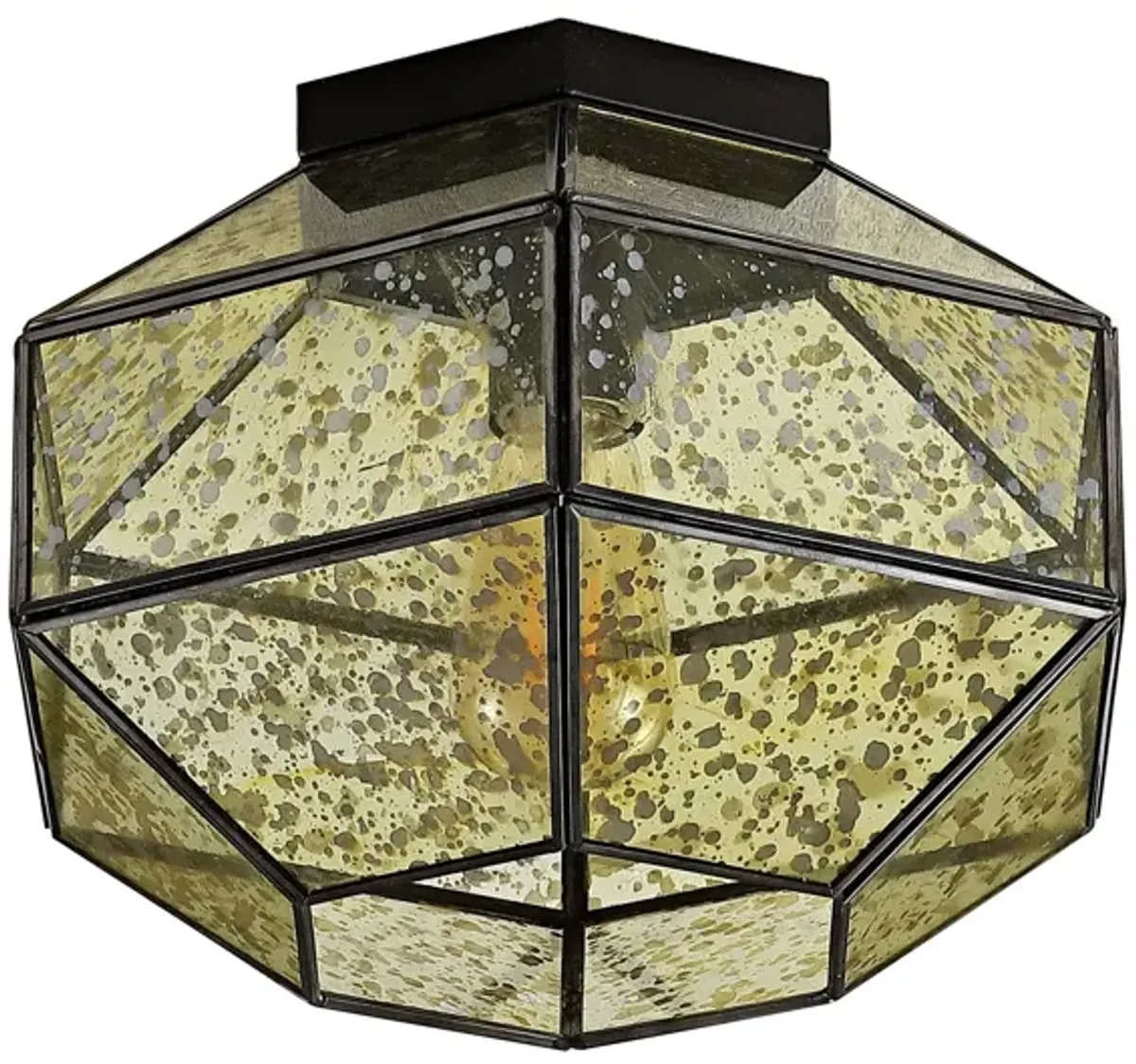 Evelyn 1-Light Vintage Farmhouse Iron/Glass LED Flush Mount