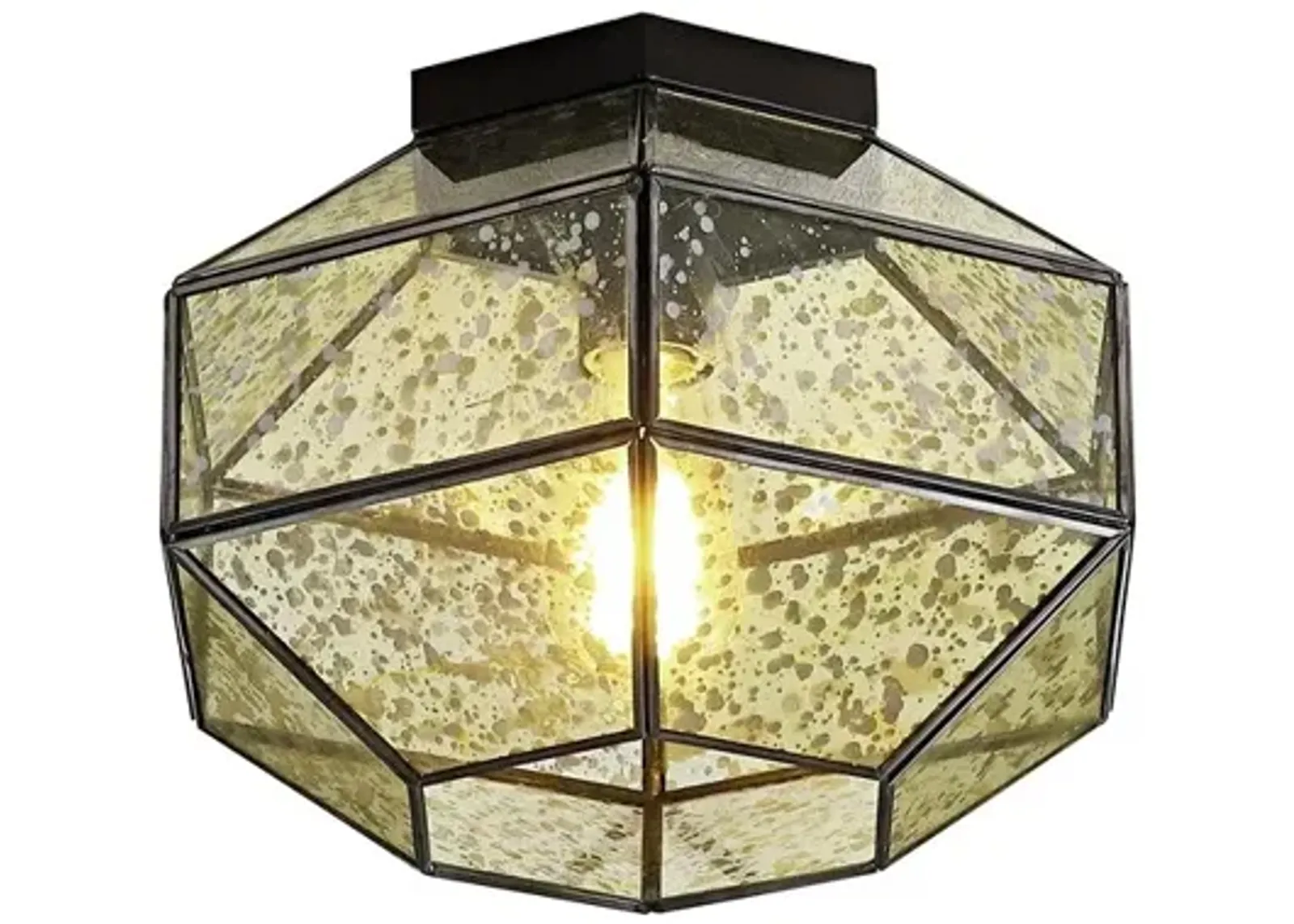 Evelyn 1-Light Vintage Farmhouse Iron/Glass LED Flush Mount