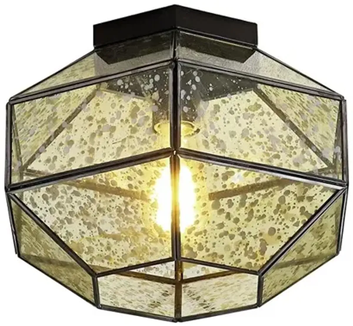 Evelyn 1-Light Vintage Farmhouse Iron/Glass LED Flush Mount