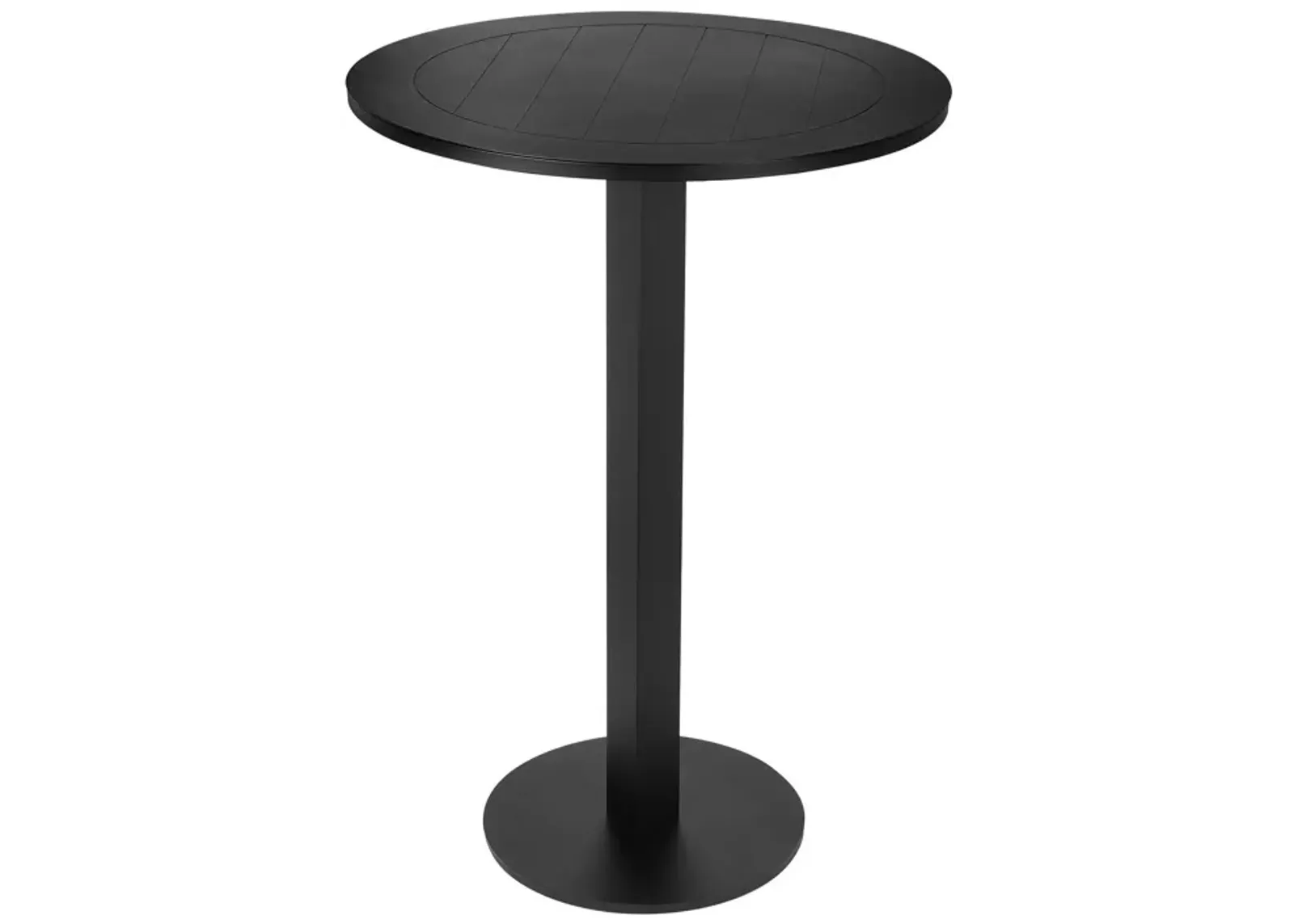 Keli 43 Inch Outdoor Bar Table, Black Aluminum Frame, Foldable Design - Benzara