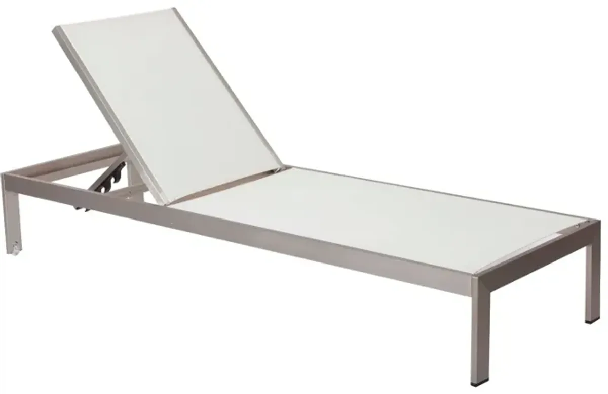 Anodized Aluminum Modern Patio Lounger In White - Benzara