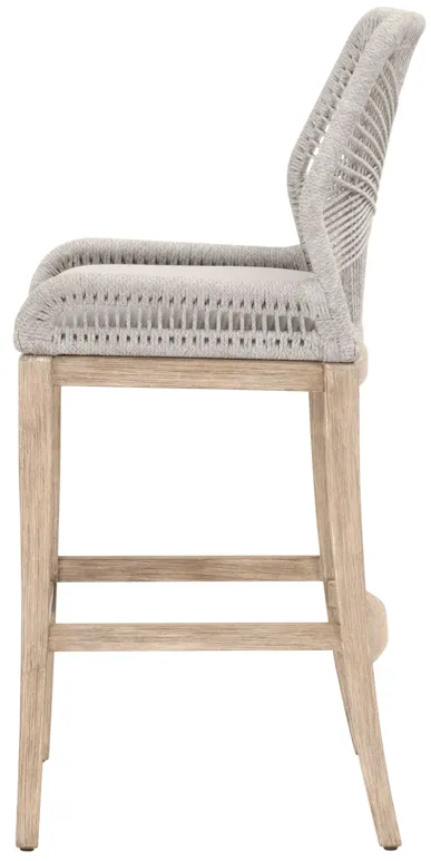 Loom Outdoor Barstool in Taupe & White