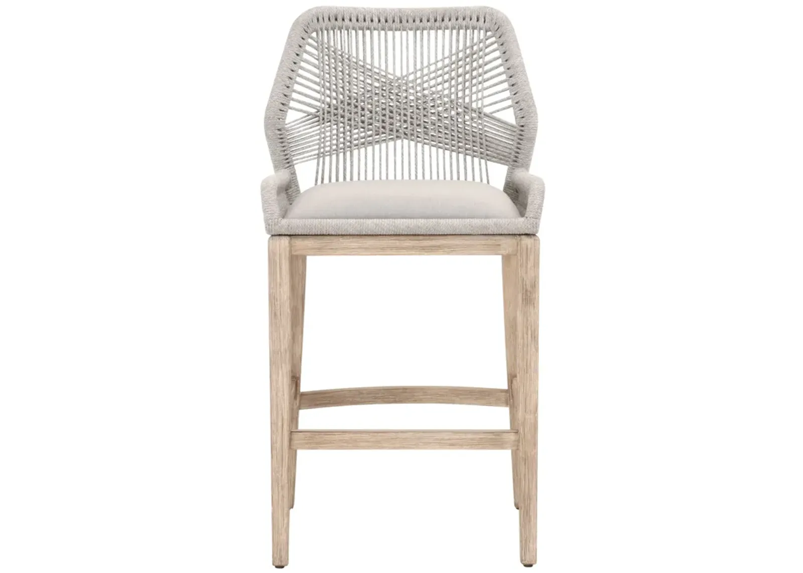 Loom Outdoor Barstool in Taupe & White