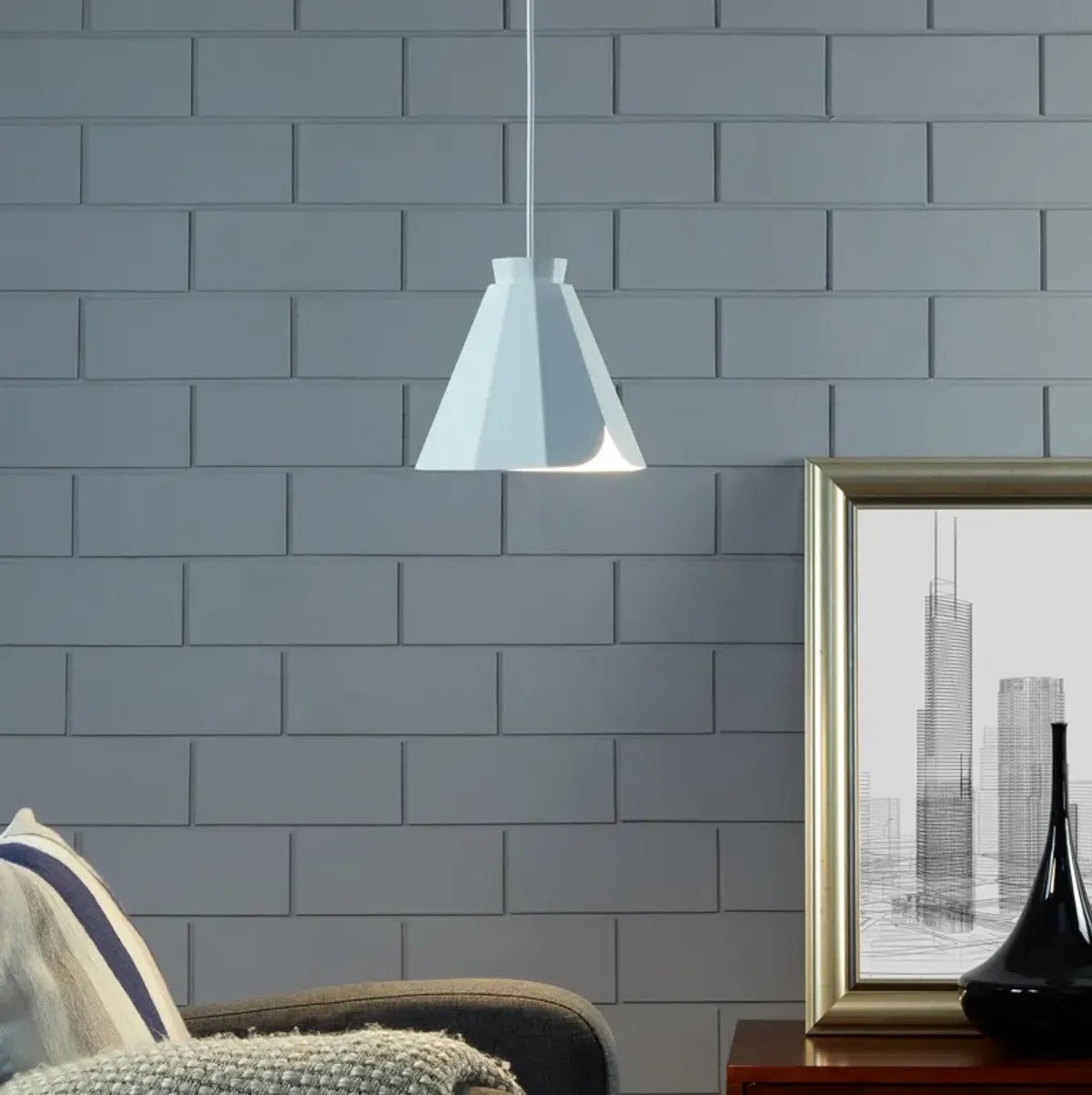 Millie White Midcentury Modern Pendant Lamp