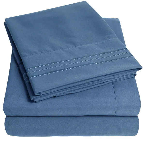 5 Piece Sheet Set, Ultra Soft 1800 Series Collection - Split King, Royal Blue