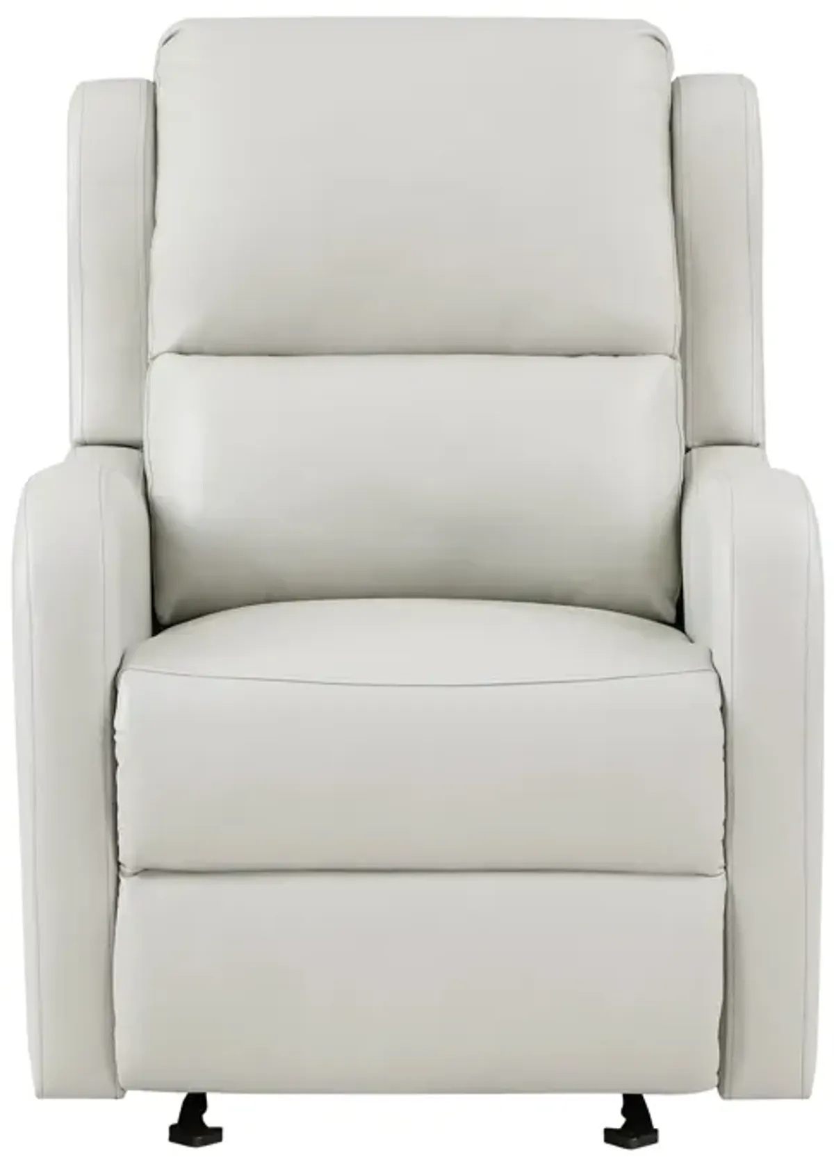 Kim 39 Inch Glider Manual Recliner Chair, Off White Faux Leather - Benzara