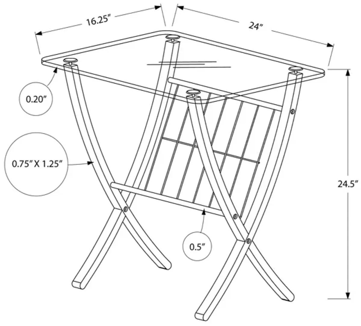 Monarch Specialties 3017, C-Shaped, End, Side, Snack, Living Room, Bedroom, Laminate, White, Clear, Contemporary, Modern Accent Table Bentwood with Tempered Glass, 17.75" L x 17.75" W x 24" H