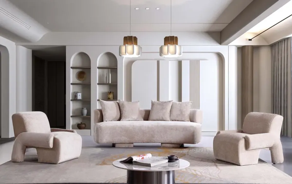 Verandah Beige Large Sofa and Accent Chairs Set