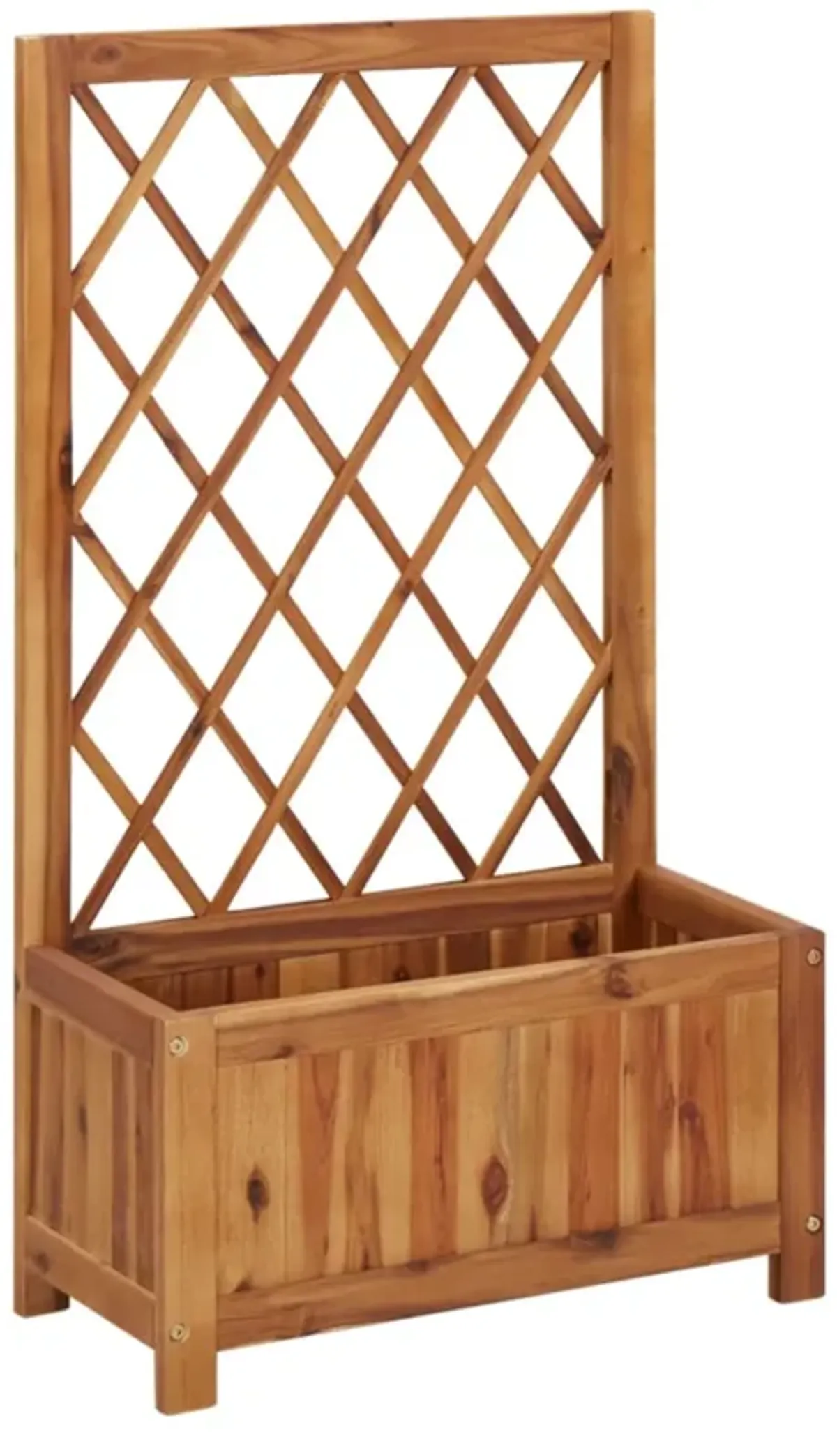 vidaXL Garden Raised Bed with Trellis, Wooden Raised Flower Bed for Flowers and Plants, Solid Acacia Wood Planter, Outdoor and Indoor Use, Brown