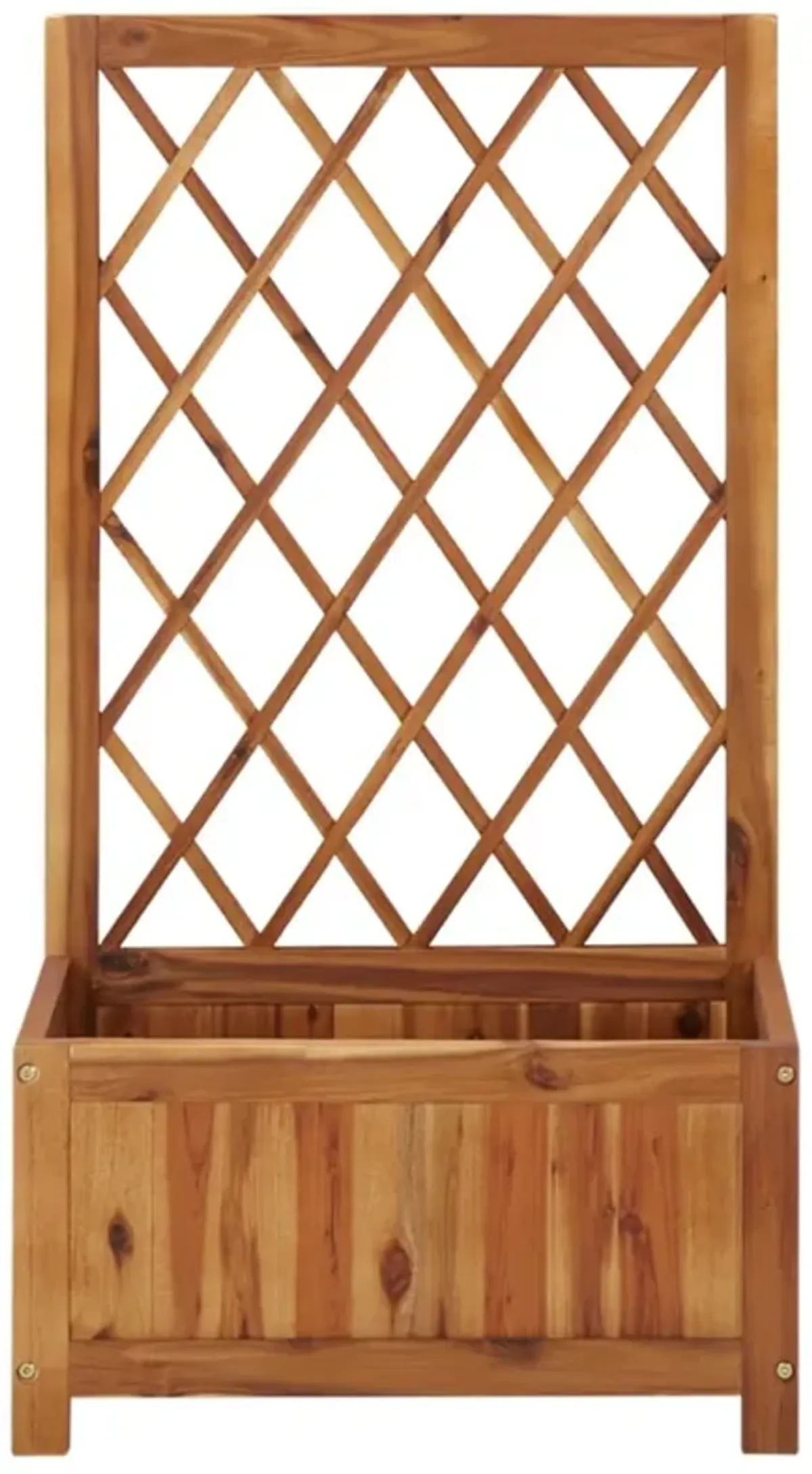 vidaXL Garden Raised Bed with Trellis, Wooden Raised Flower Bed for Flowers and Plants, Solid Acacia Wood Planter, Outdoor and Indoor Use, Brown