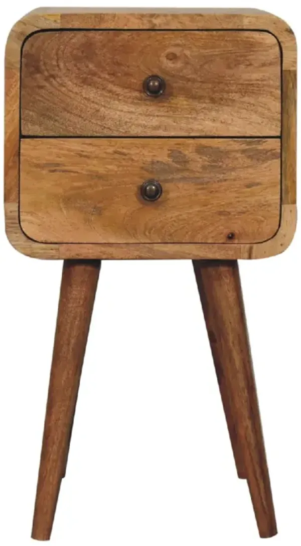 Mini Oak-ish Curved 2 Drawer Nightstand