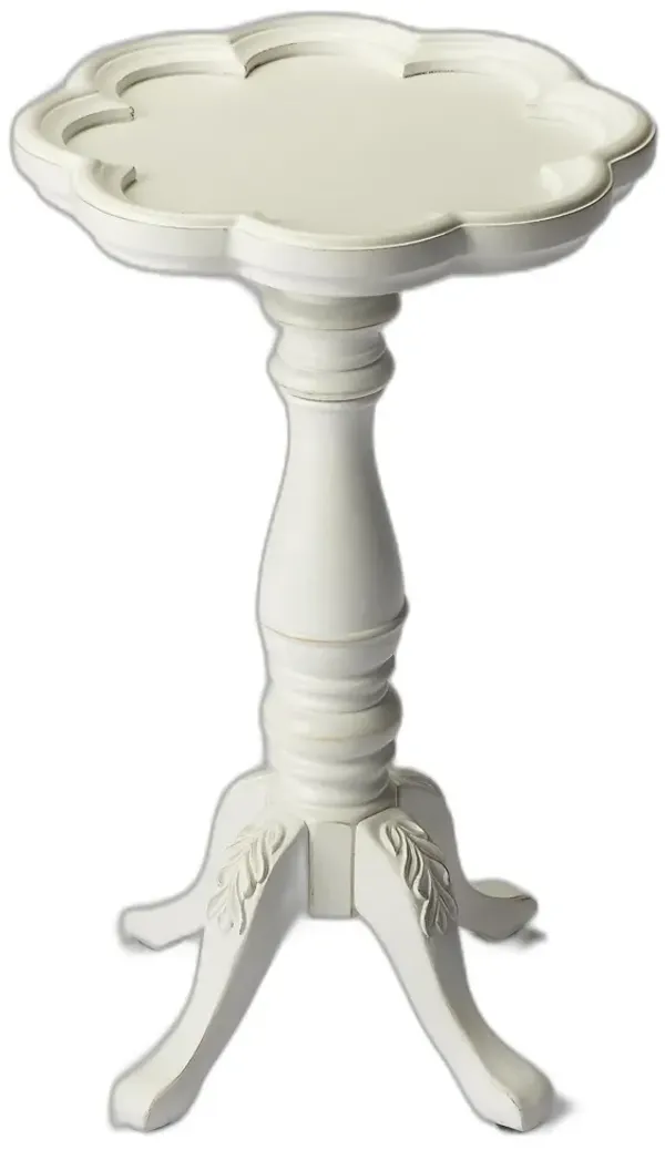 Hivvago 20 Inch Cottage White Wood Floral Top End Table