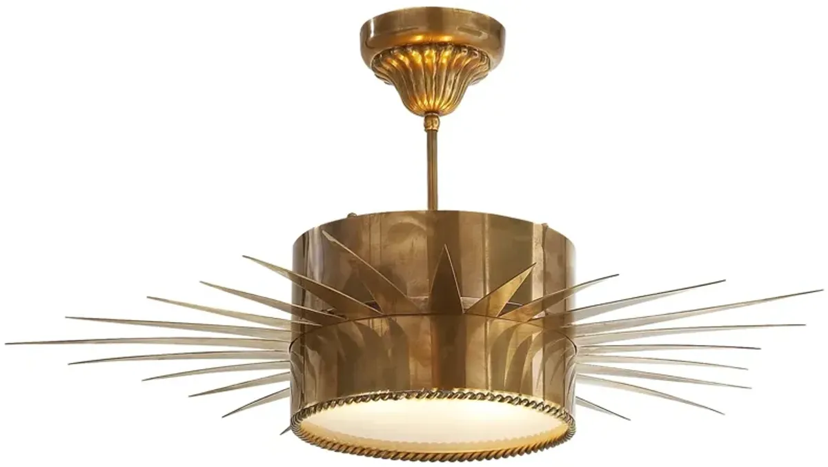 Soleil Large Semi-Flush in Antique Brass