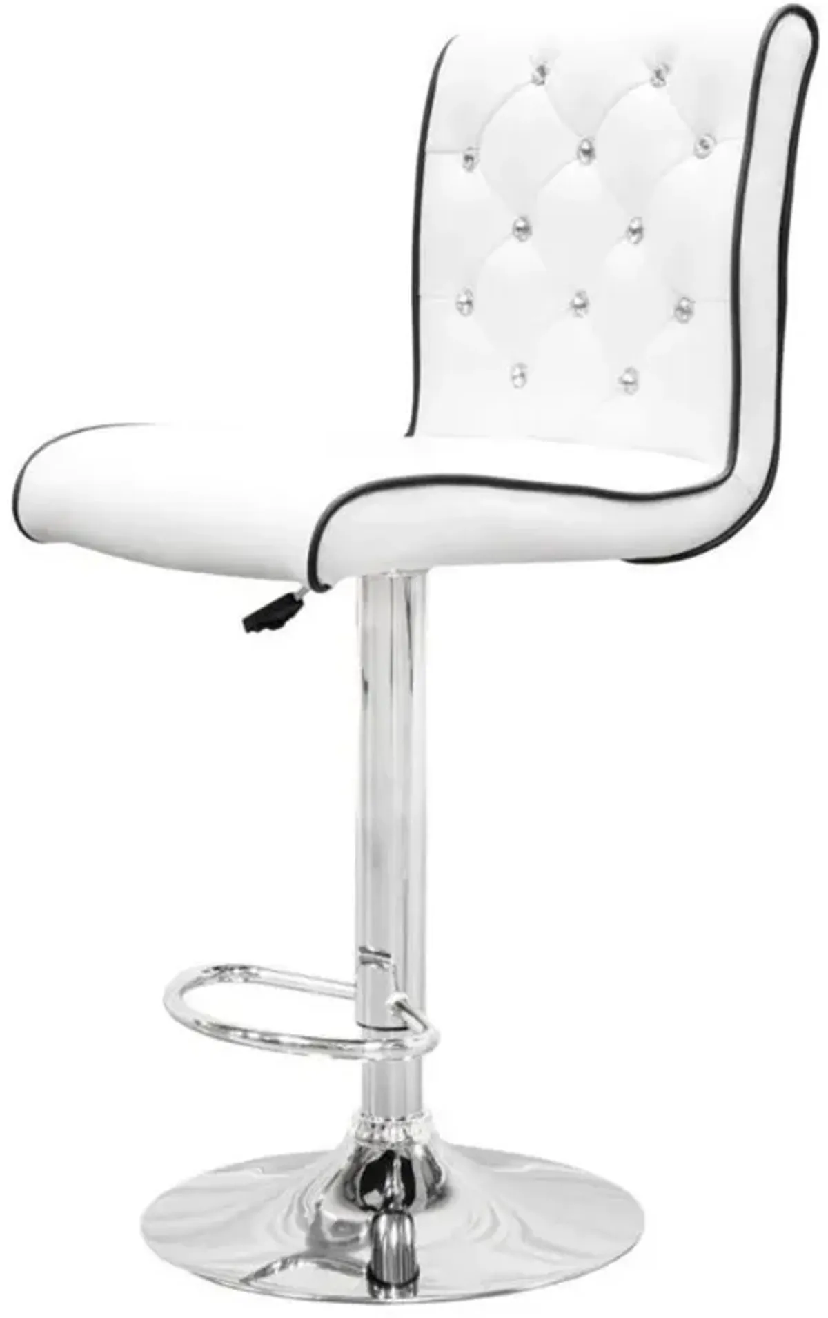 Best Master Swivel Bar Stool with Crystal and Tufted Look in White (Set of 2)