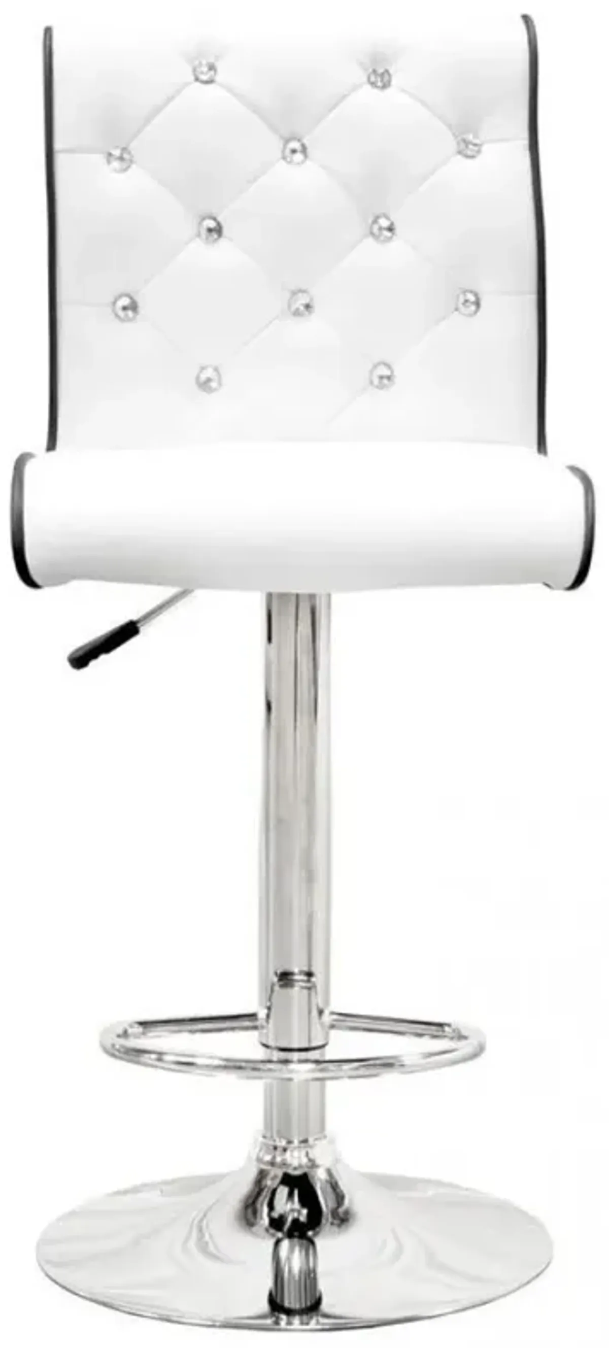 Best Master Swivel Bar Stool with Crystal and Tufted Look in White (Set of 2)