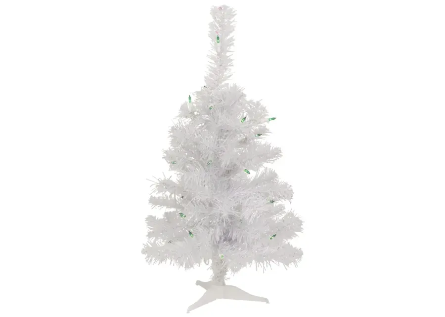 2' Lighted Rockport White Pine Artificial Christmas Tree  Green Lights