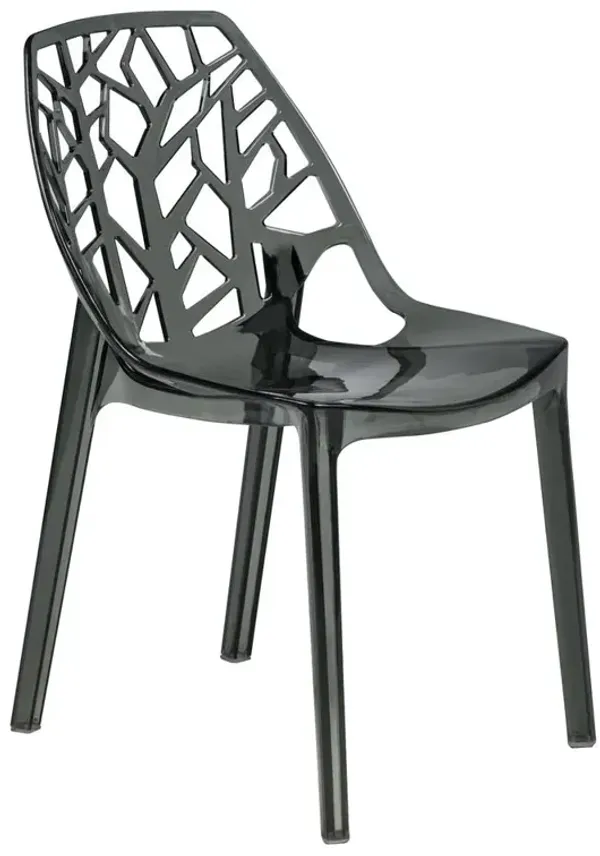 LeisureMod Cornelia Modern Spring Cut-Out Tree Design Stackable Dining Chair