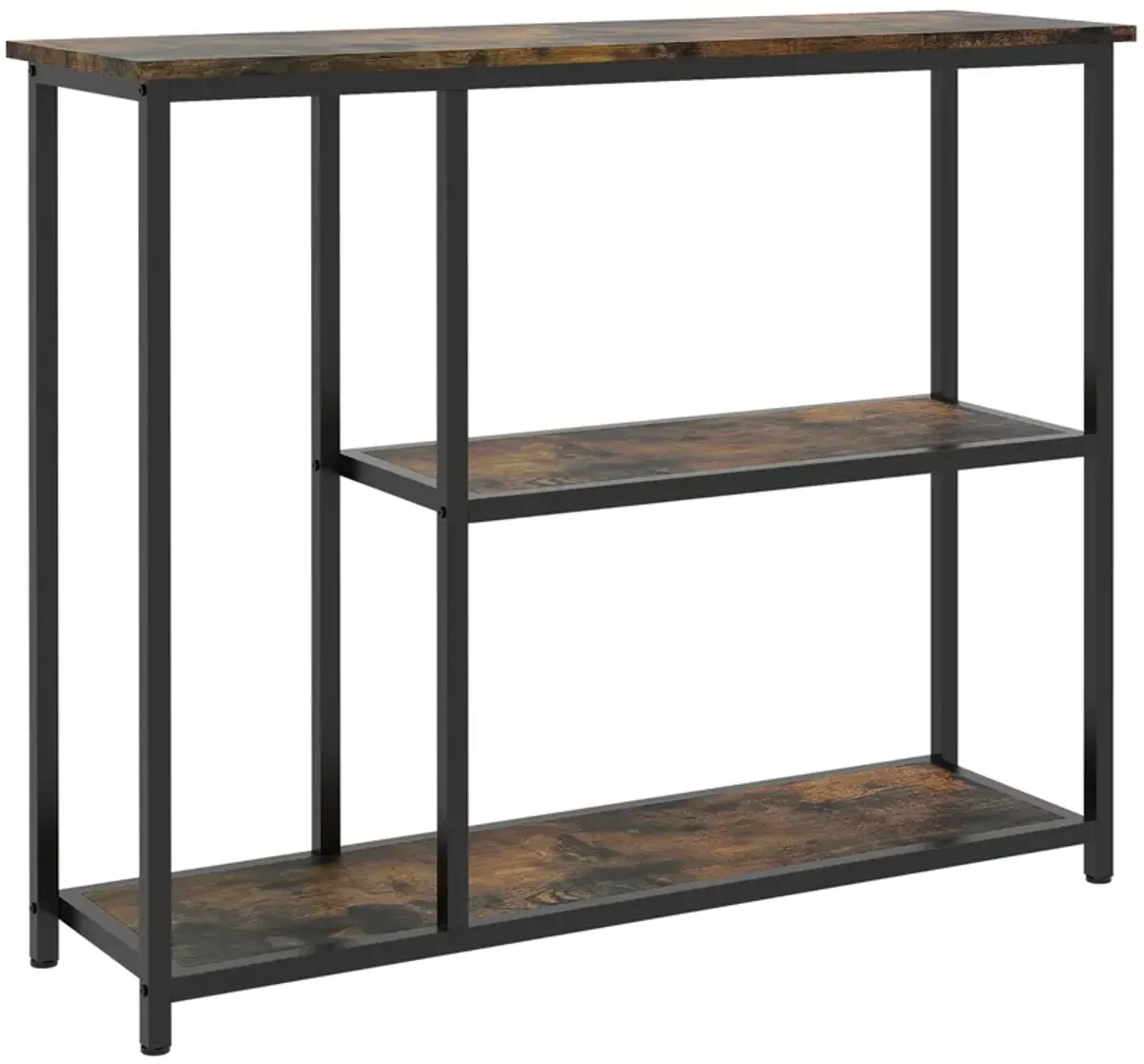 39" Console Table, Entryway Table with 2 Storage Shelves, Steel Frame, Narrow Sofa Table for Living Room