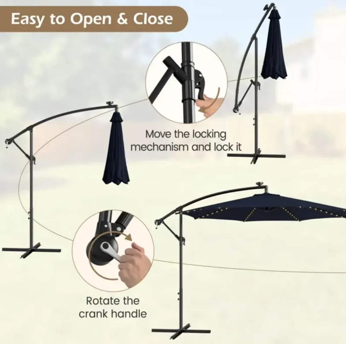 Hivvago 10 Feet Patio Umbrella with 112 Solar-Powered LED Lights