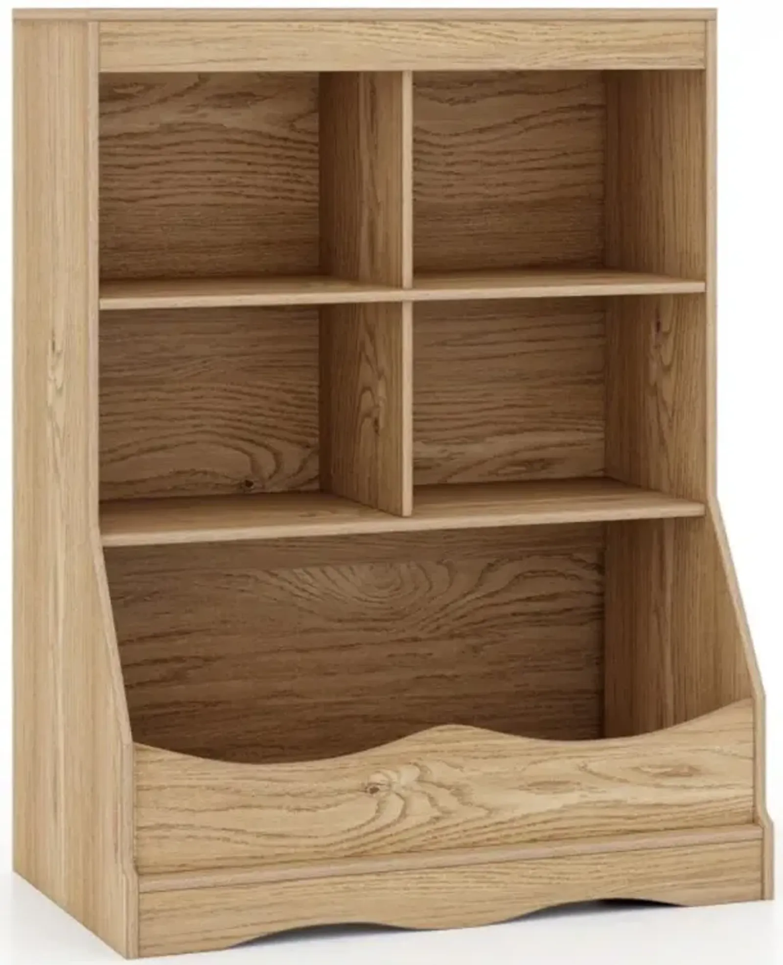 Hivvago 34.5" Kids Bookshelf  with 5 Bins for Playroom and Living Room