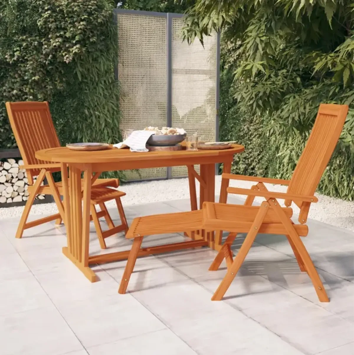 vidaXL Folding Patio Chairs with Footrests 2 pcs Solid Wood Eucalyptus