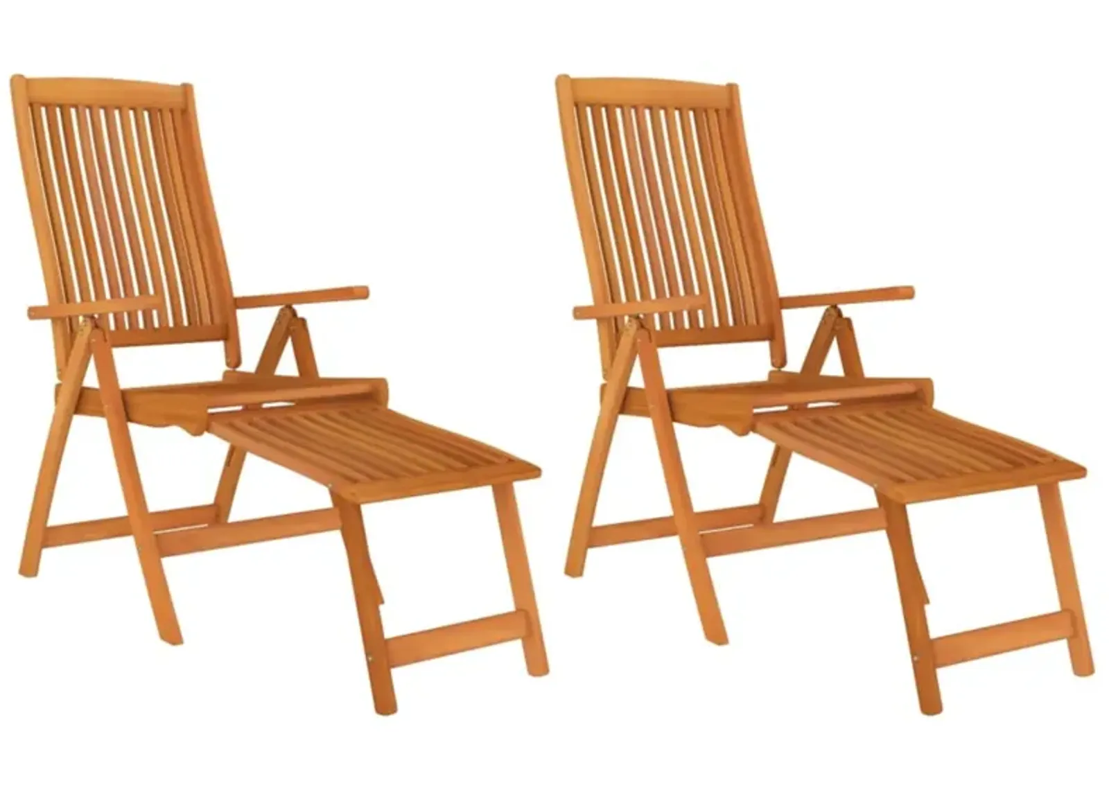 vidaXL Folding Patio Chairs with Footrests 2 pcs Solid Wood Eucalyptus