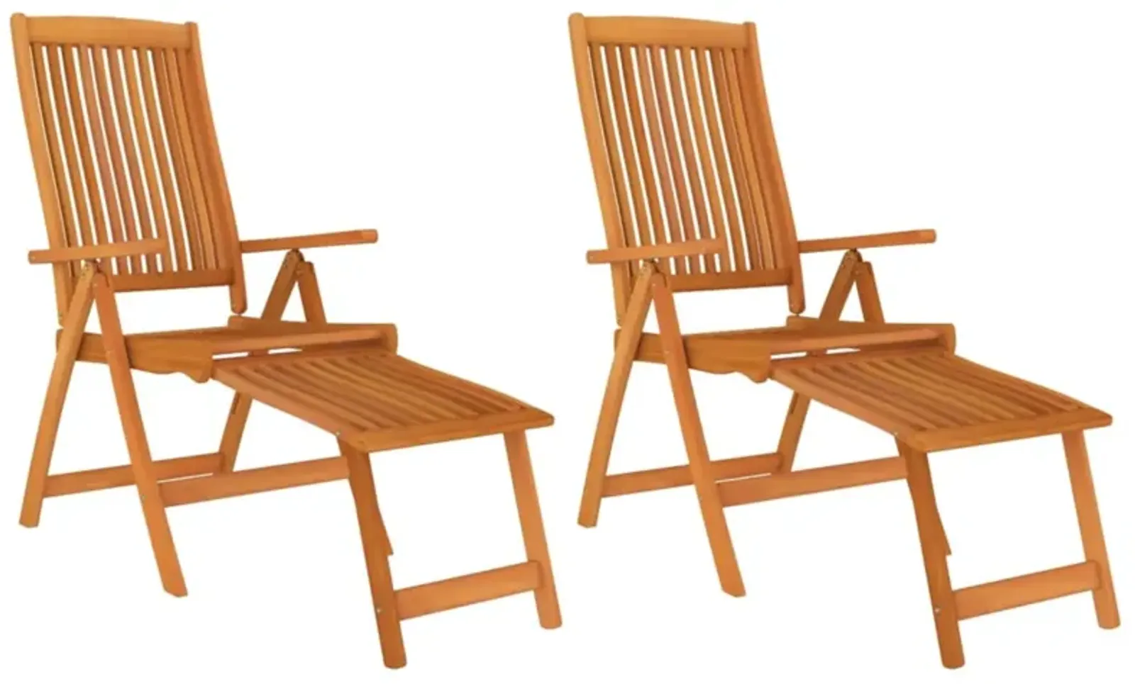 vidaXL Folding Patio Chairs with Footrests 2 pcs Solid Wood Eucalyptus