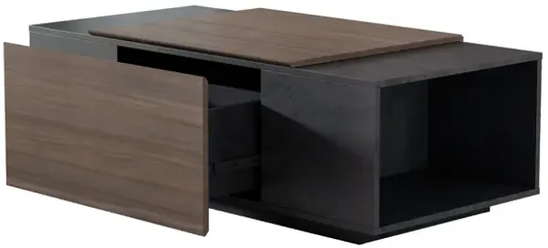 47 Inch Modern Farmhouse Drawer Coffee Table For Living Room Or Office, Armando Texture Black