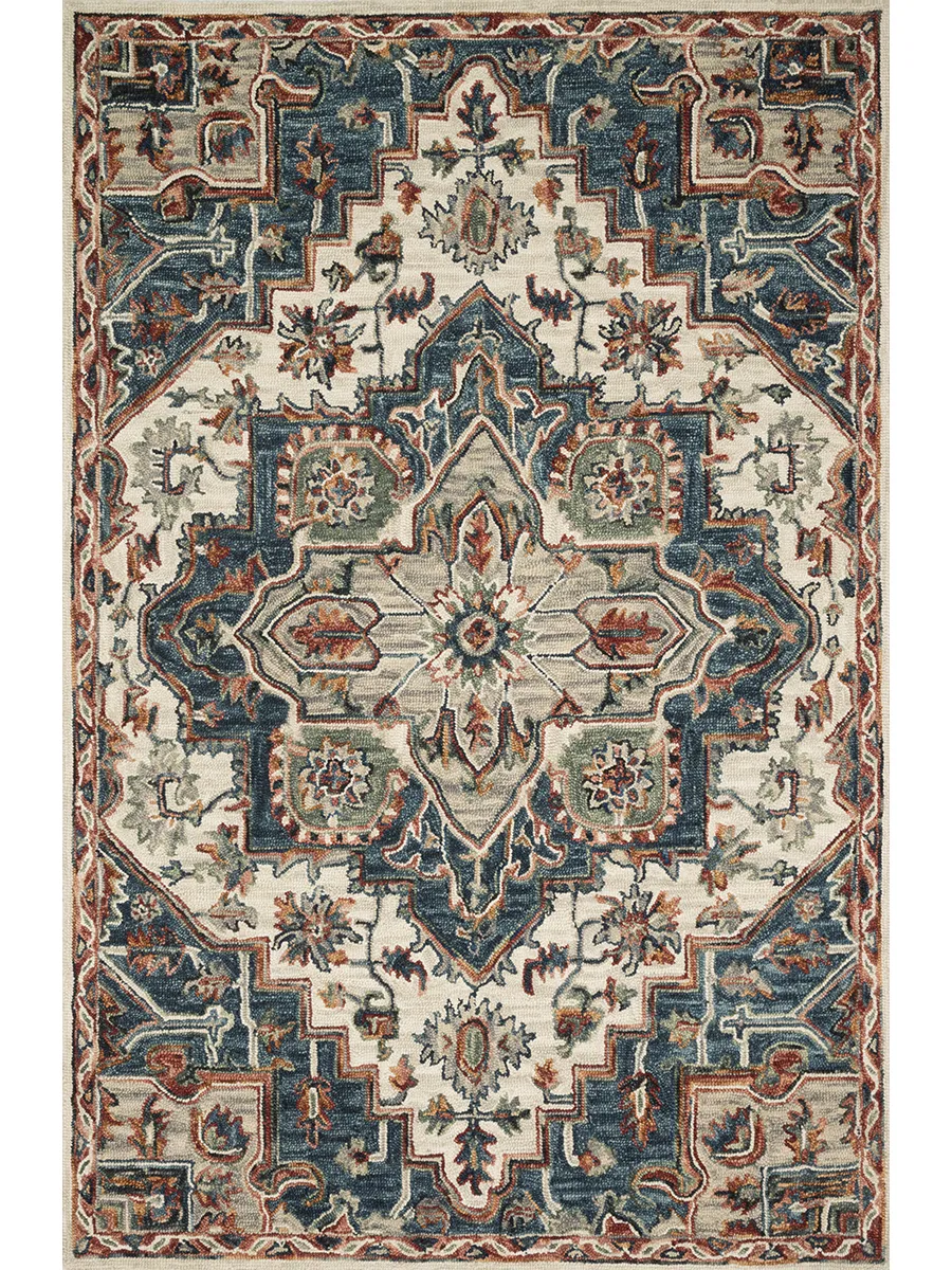 Victoria Blue/Red 9'3" x 13' Rug