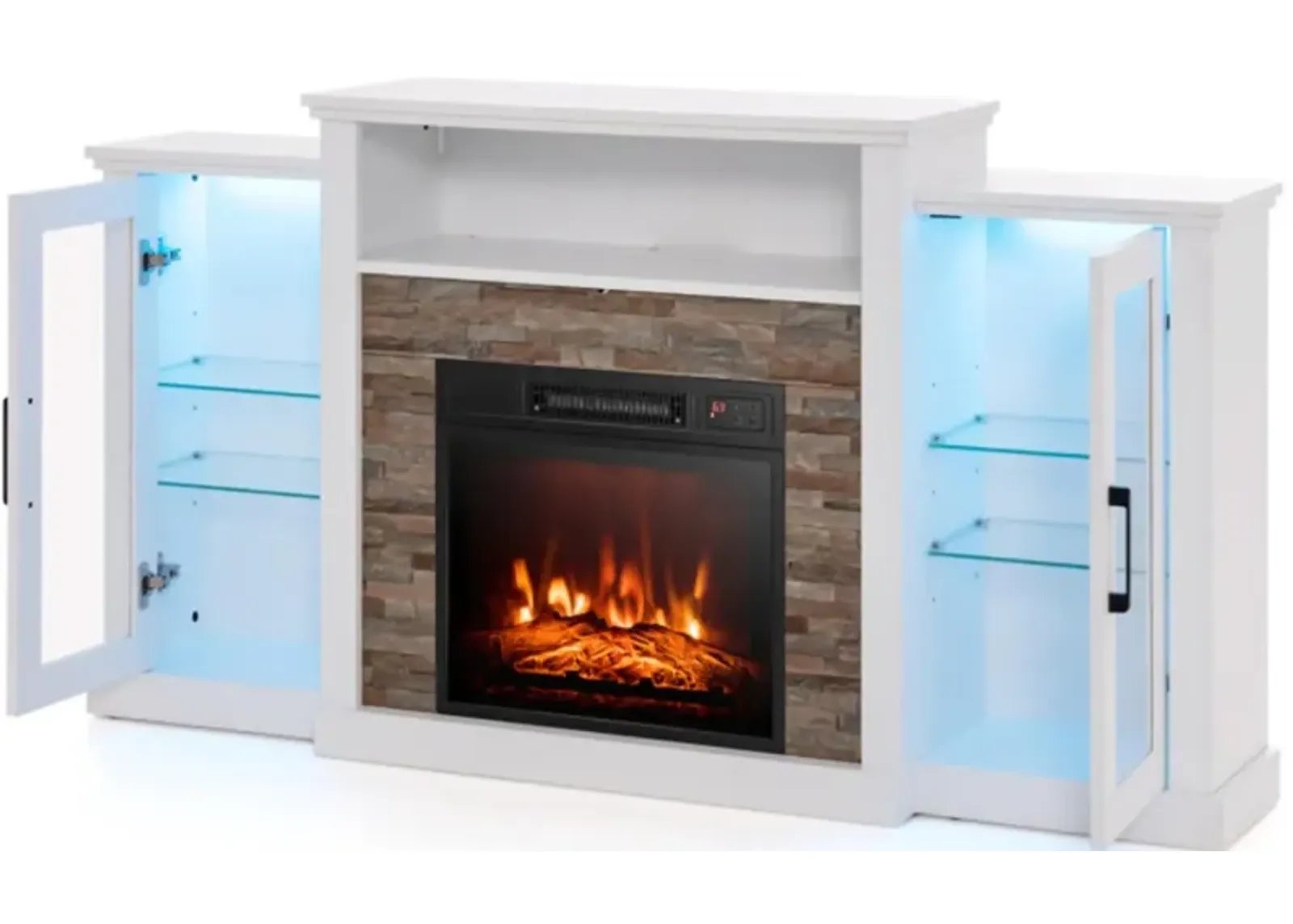 Hivvago Fireplace TV Stand with 16-Color Led Lights for TVs up to 65 Inch