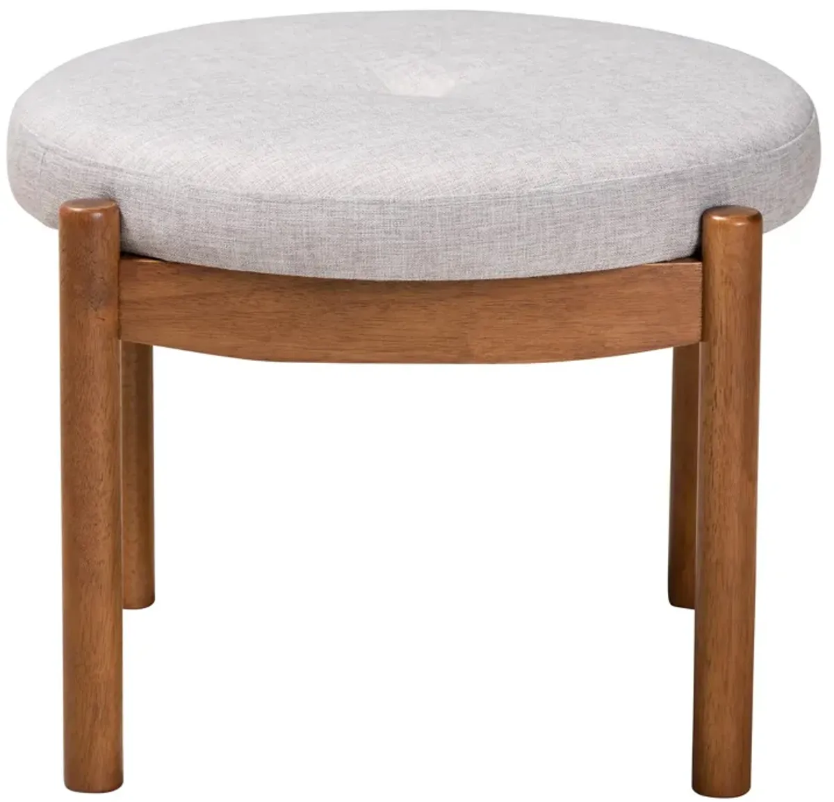 Baxton Studio Iliana Greyish Beige Fabric and Walnut Brown Finished Wood Ottoman Footstool