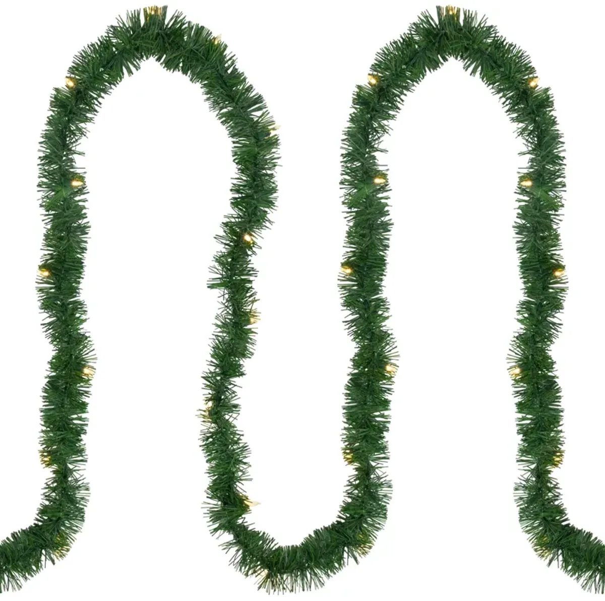 18' x 3" Pre-Lit Pine Artificial Christmas Garland  Warm White LED Lights