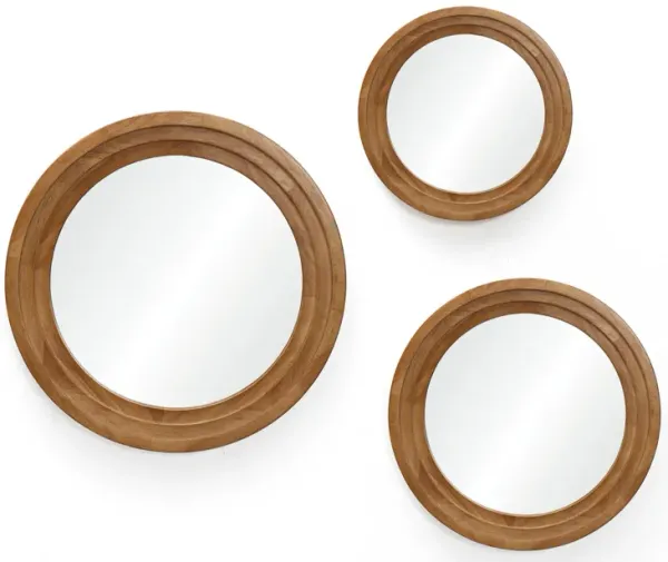 LuxenHome 3-Piece Round Rubberwood Frame Accent Wall Mirror Set