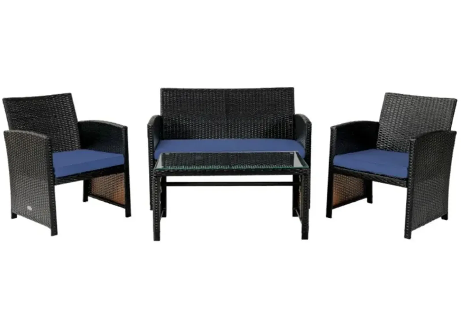 Hivvago 4 Pieces Patio Rattan Cushioned Furniture Set