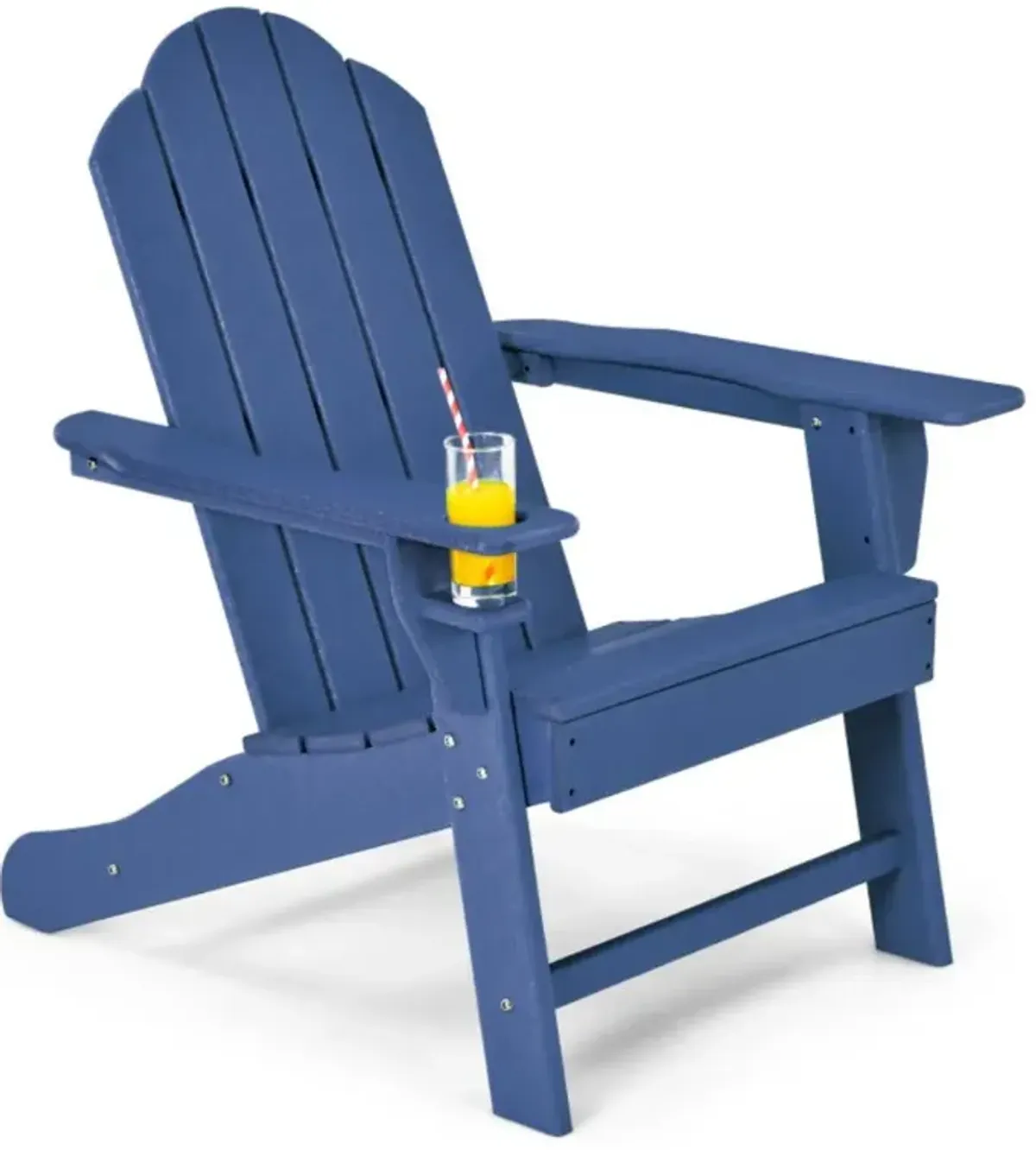 Hivvago Outdoor Adirondack Chair with Built-in Cup Holder for Backyard Porch