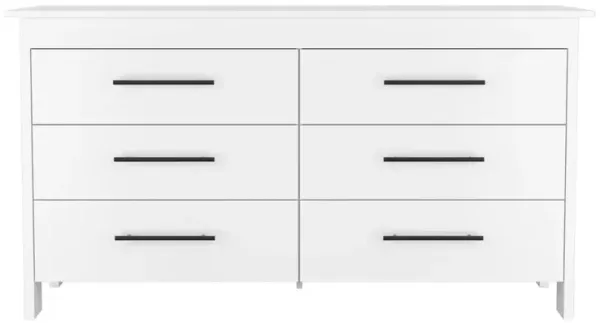 Paris 6 Drawer Double Dresser - White