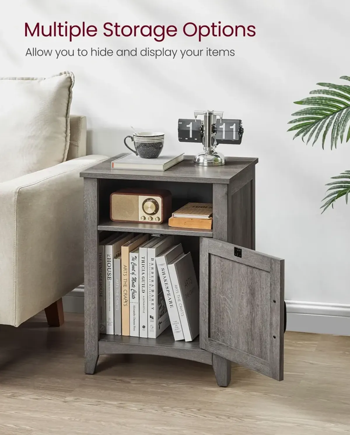 Farmhouse Nightstand with Barn Door Design for Rustic Bedroom Decor