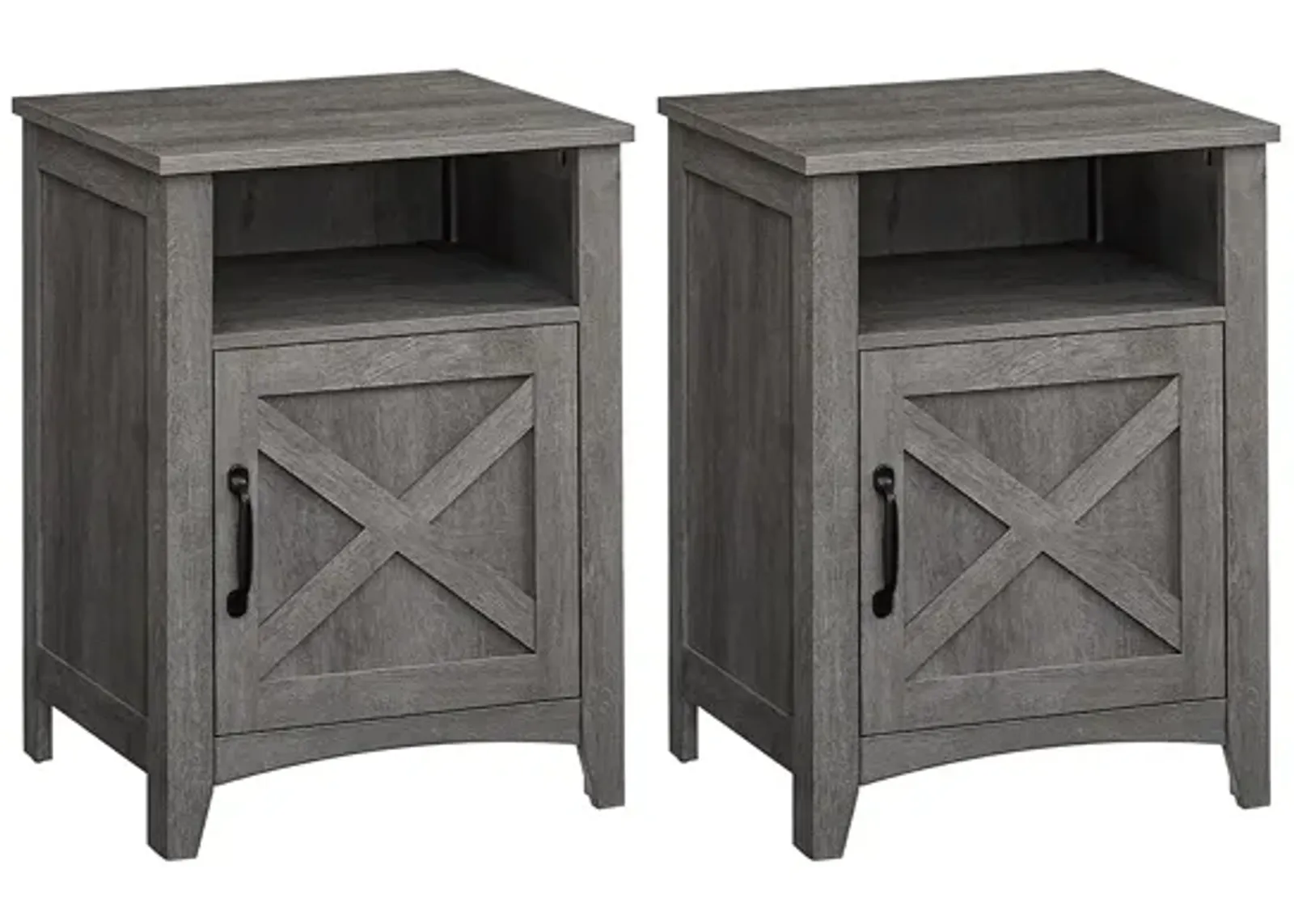 Farmhouse Nightstand with Barn Door Design for Rustic Bedroom Decor