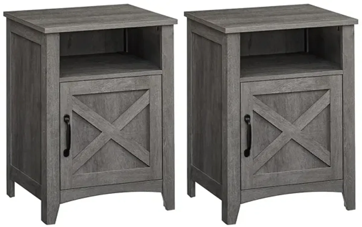 Farmhouse Nightstand with Barn Door Design for Rustic Bedroom Decor