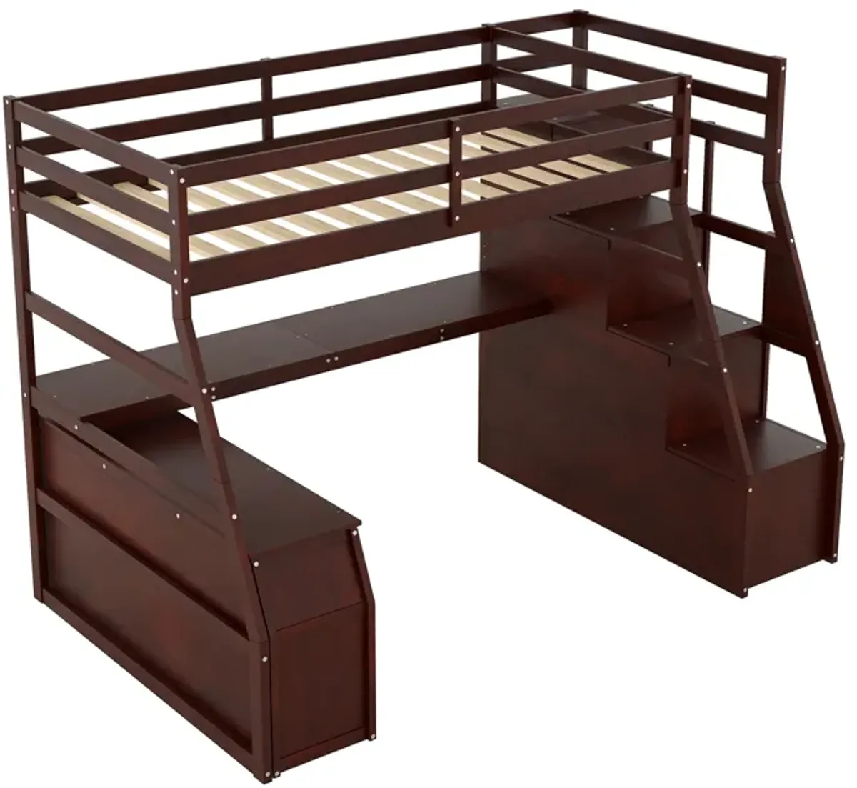 Merax Loft Bed with 7 Drawers and Desk