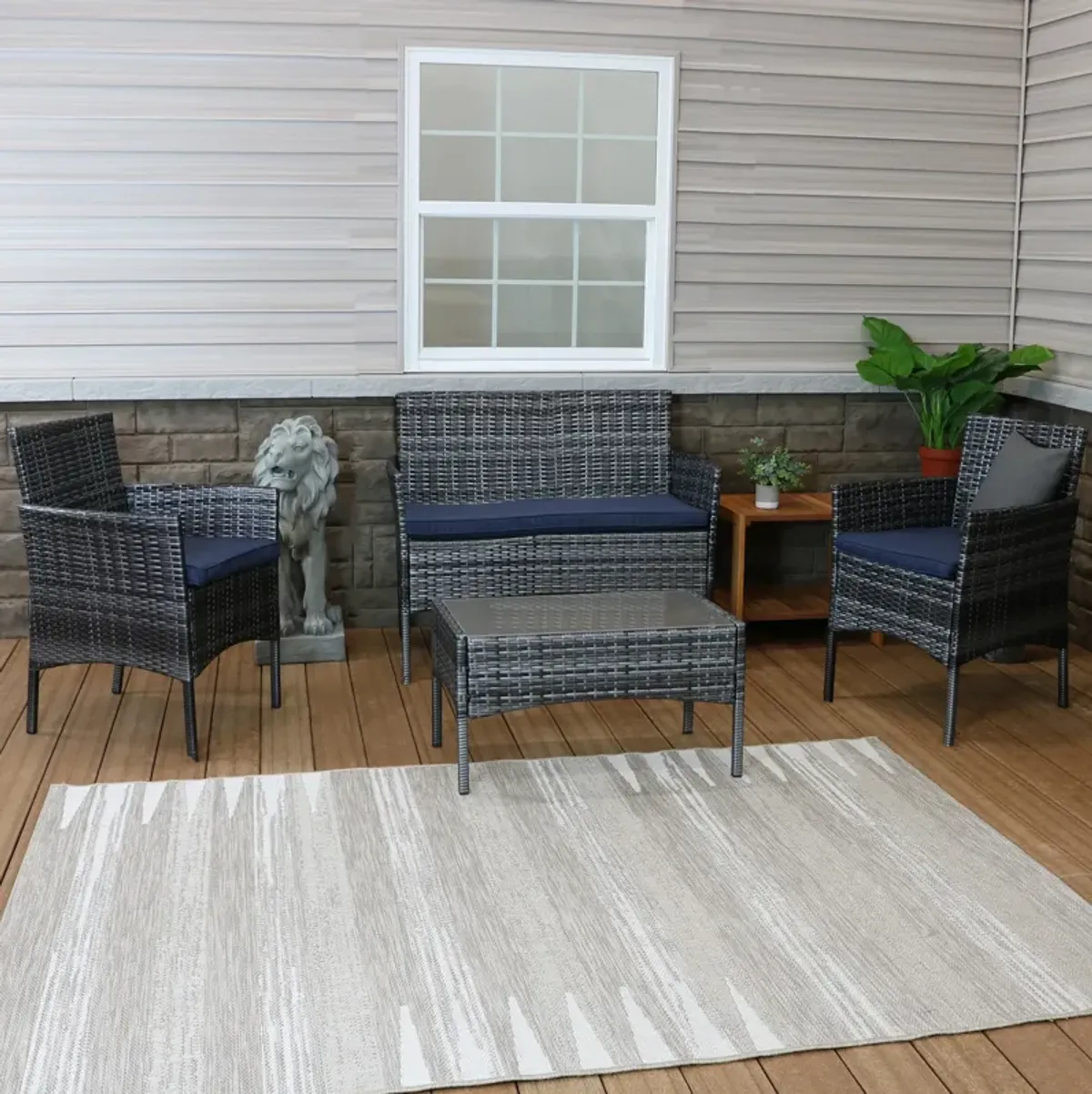 Sunnydaze Dunmore Rattan 4-Piece Patio Furniture Set