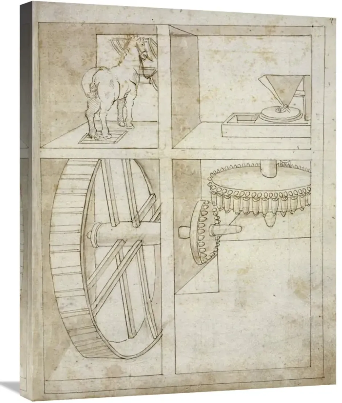 Folio 43: mill powered by horse-Canvas Art-22x28