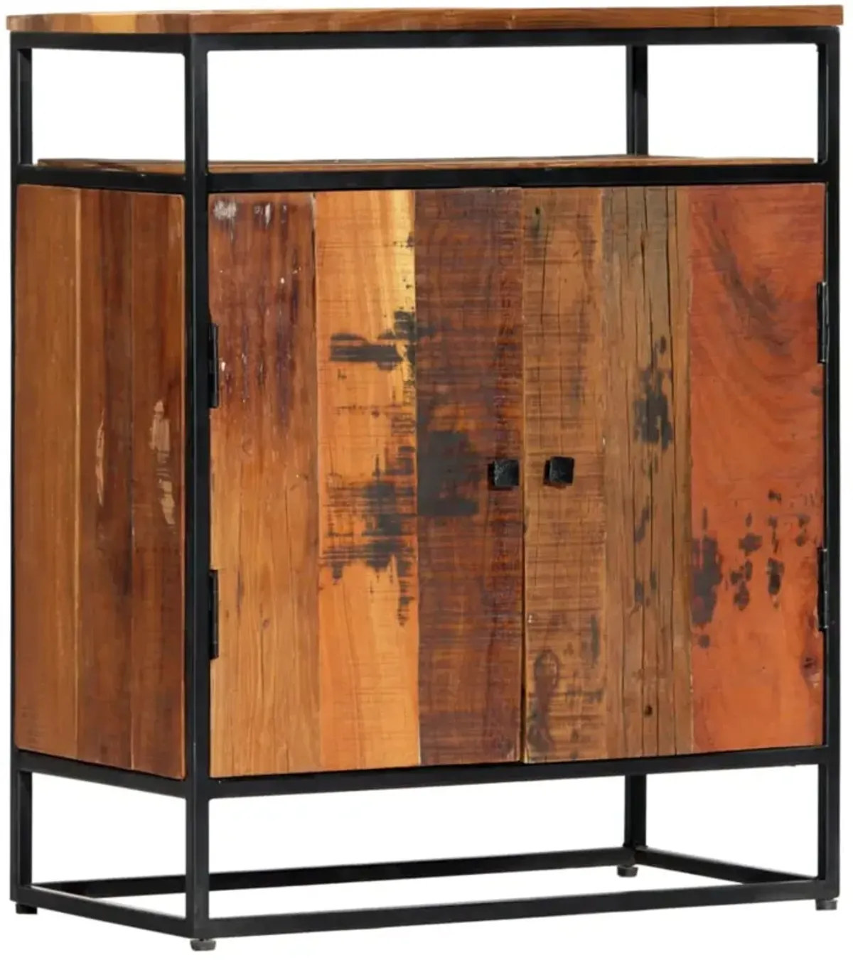 vidaXL Side Cabinet 23.6"x13.8"x29.9" Solid Reclaimed Wood and Steel