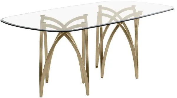 Best Quality Furniture Small Clear Tempered Glass Dining Table A Gold Brushed Matte Chrome-Plated Base