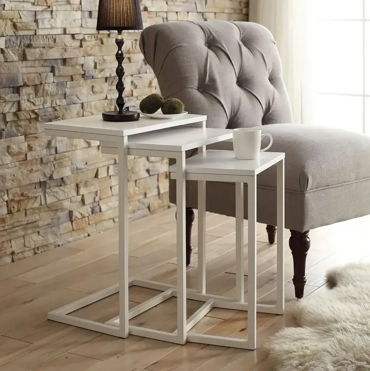 Carolina Living Addison Nesting Table Set - White