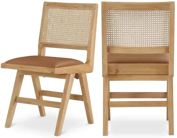 Meridian Furniture Abby Cognac Vegan Leather Dining Side Chair, Set of 2