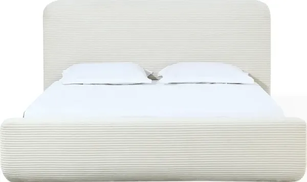 Wisteria Queen-size Upholstered Platform Bed in Frosty Corduroy