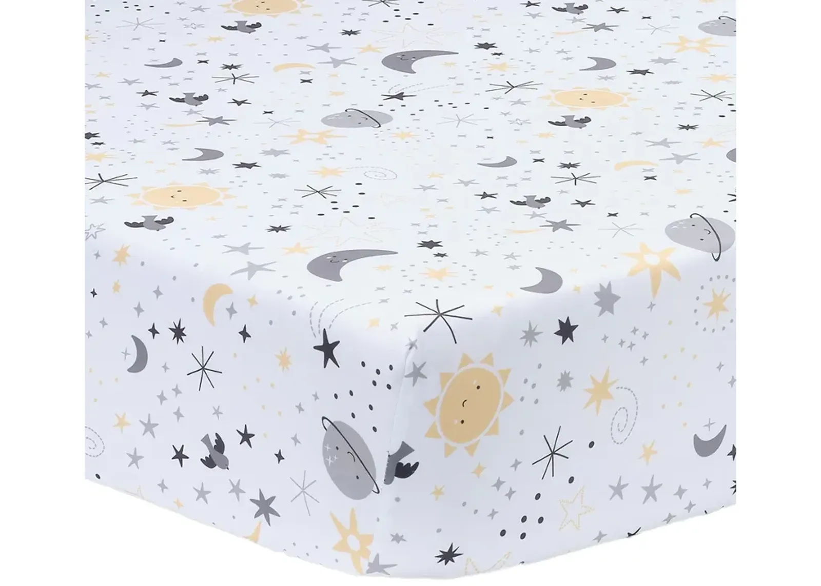 Bedtime Originals Little Star White Celestial Microfiber Baby Fitted Crib Sheet